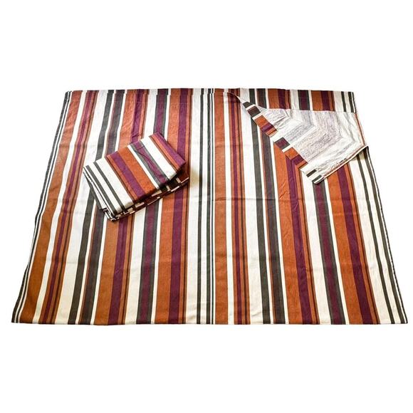 Pier 1 Imports Autumn Multicolor Striped Curtains (2)52"Wx82"L 100% Cotton - Picture 2 of 3